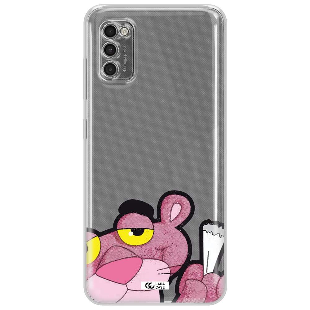 A Cartoon Of A Pink Bear Samsung A41 Clear Tpu Case
