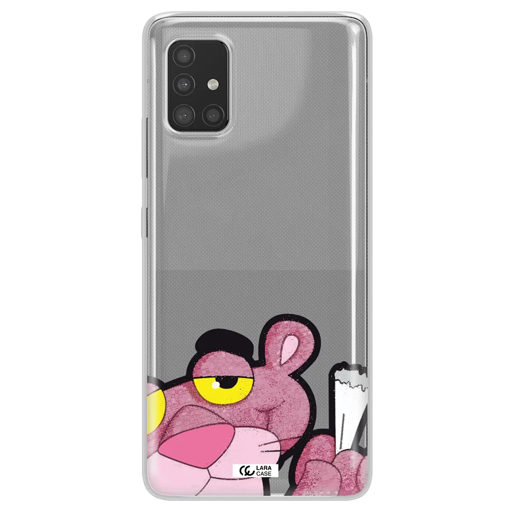 a cartoon of a pink bear Samsung A51 Clear TPU Case