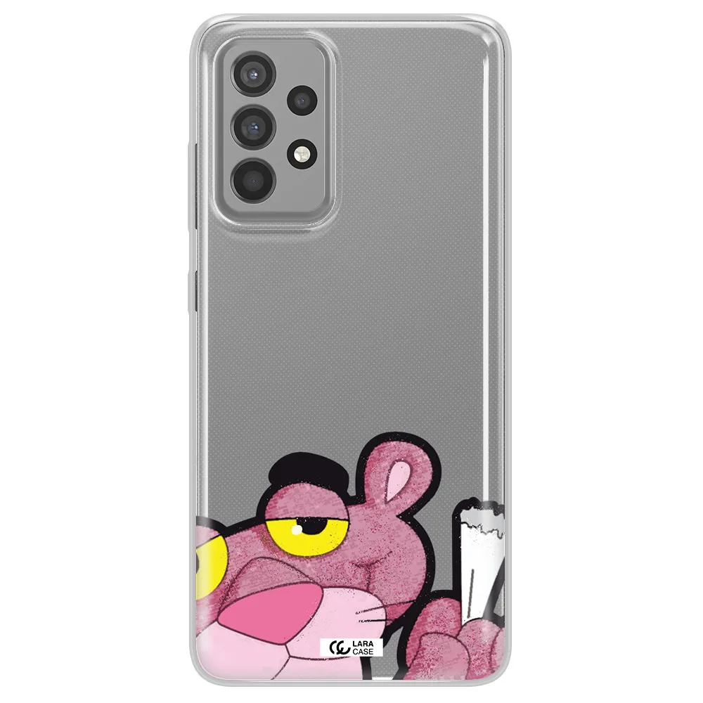 a cartoon of a pink bear Samsung A52 Clear TPU Case