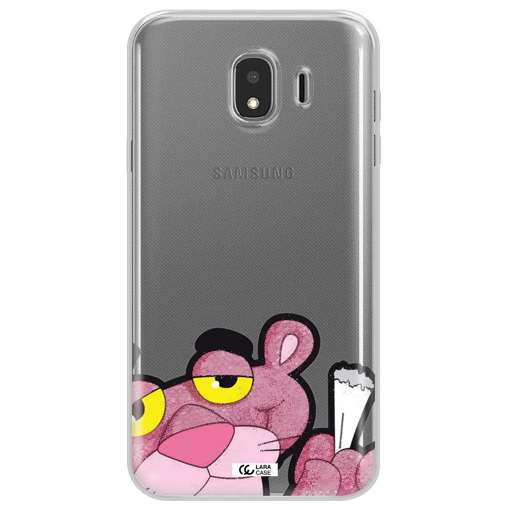 a cartoon of a pink bear Samsung J4 Clear TPU Case