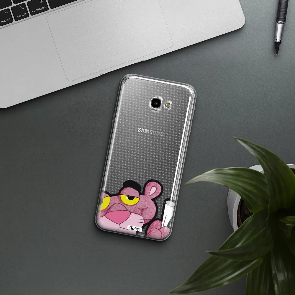 a cartoon of a pink bear Samsung J4 Plus Clear TPU Case