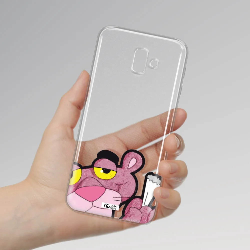 a cartoon of a pink bear Samsung J6 Plus Clear TPU Case