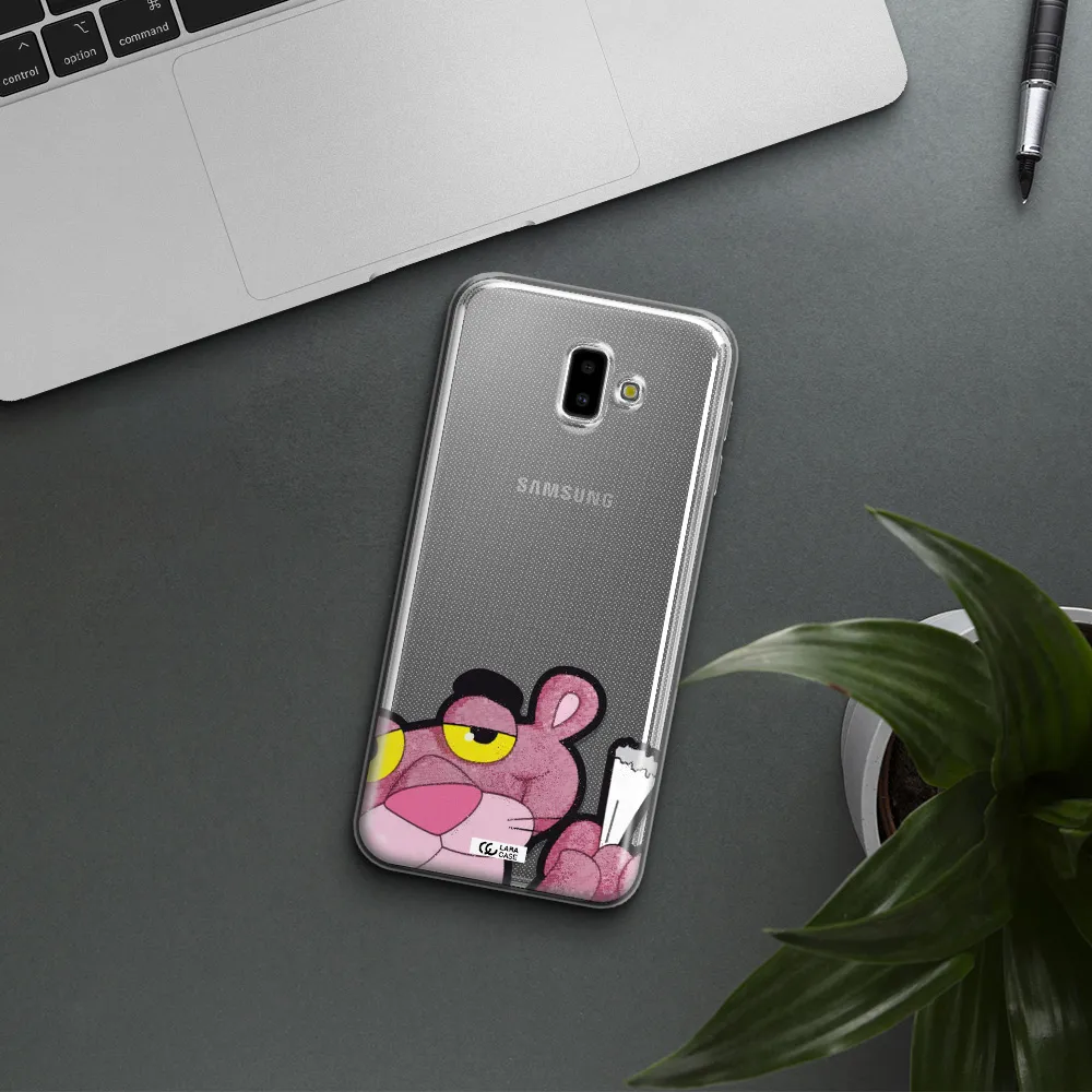 a cartoon of a pink bear Samsung J6 Plus Clear TPU Case