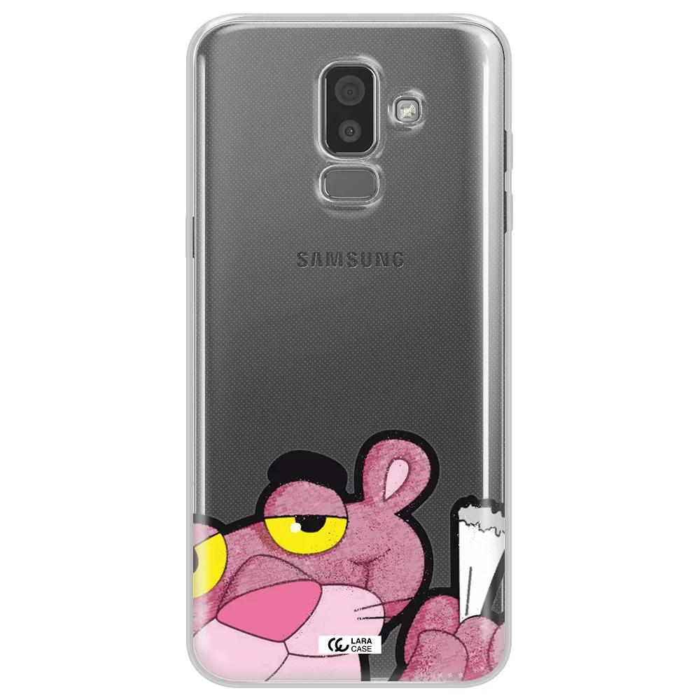 a cartoon of a pink bear Samsung J8 Clear TPU Case