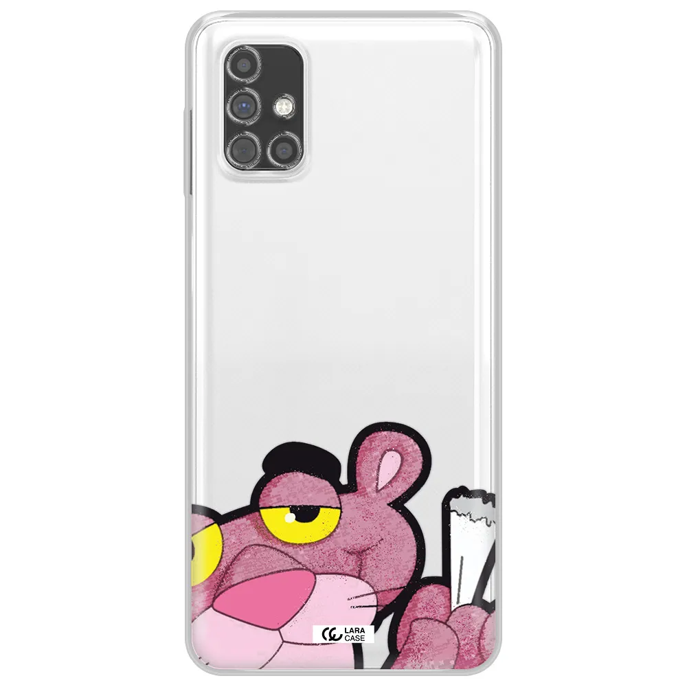 a cartoon of a pink bear Samsung M31S Clear TPU Case