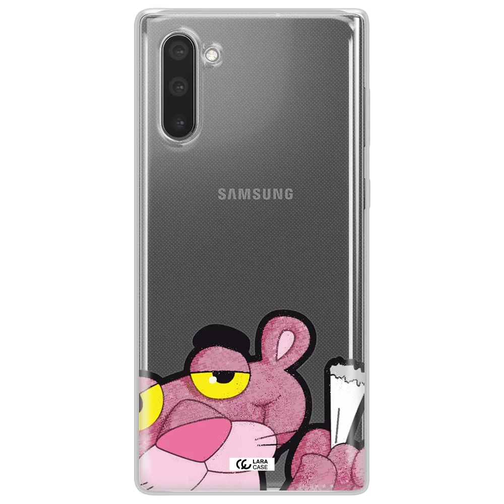 a cartoon of a pink bear Samsung Note 10 Clear TPU Case