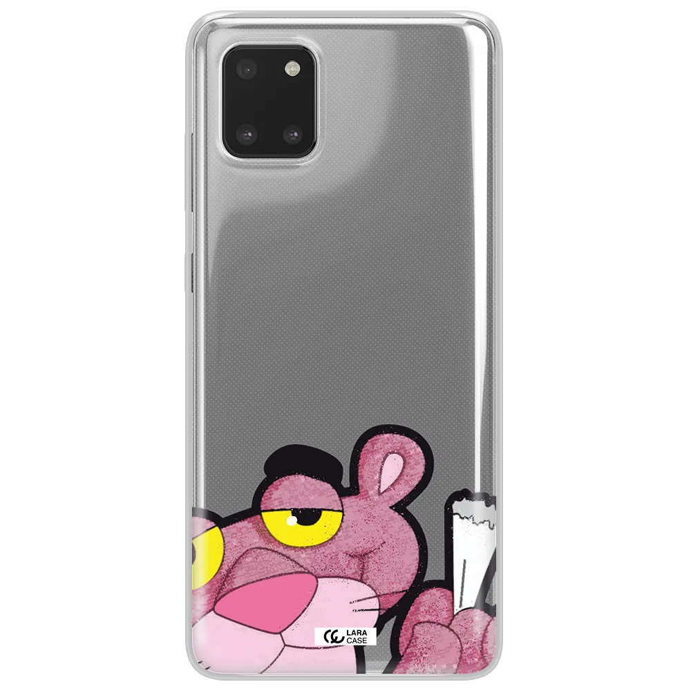 a cartoon of a pink bear Samsung Note 10 Lite Clear TPU Case