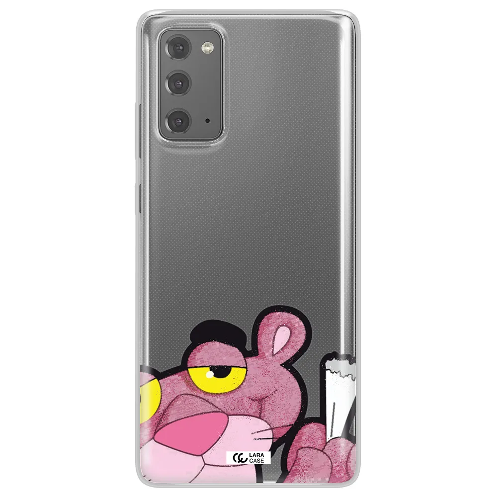 a cartoon of a pink bear Samsung Note 20 Clear TPU Case