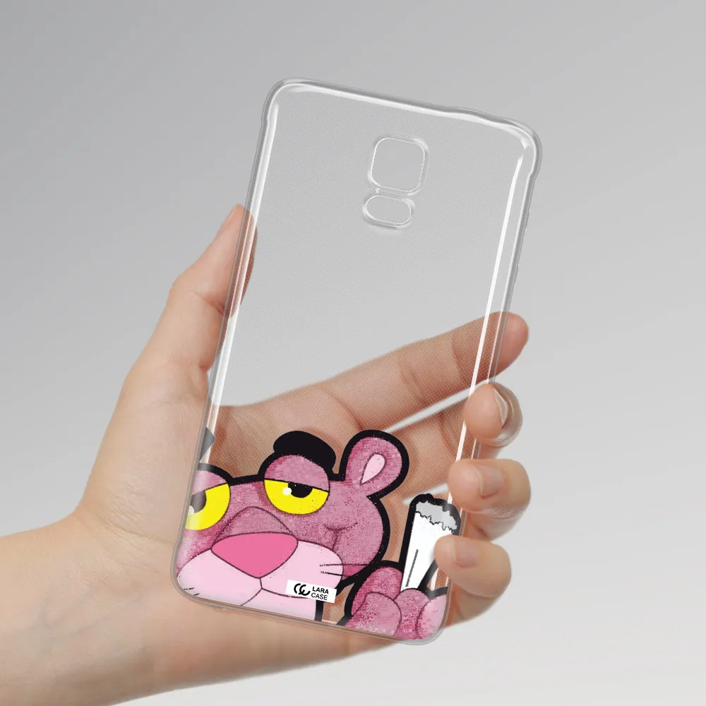 a cartoon of a pink bear Samsung Note 4 Clear TPU Case