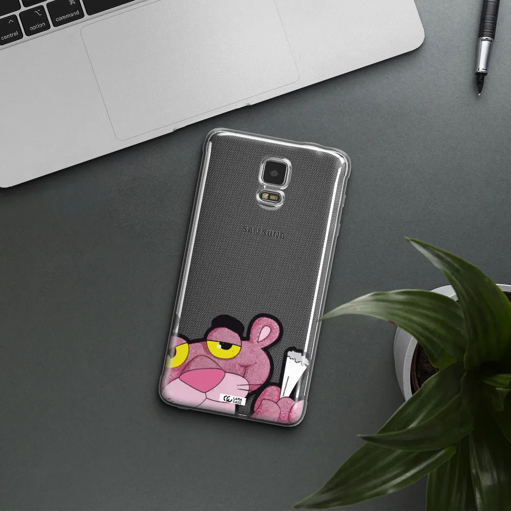 a cartoon of a pink bear Samsung Note 4 Clear TPU Case
