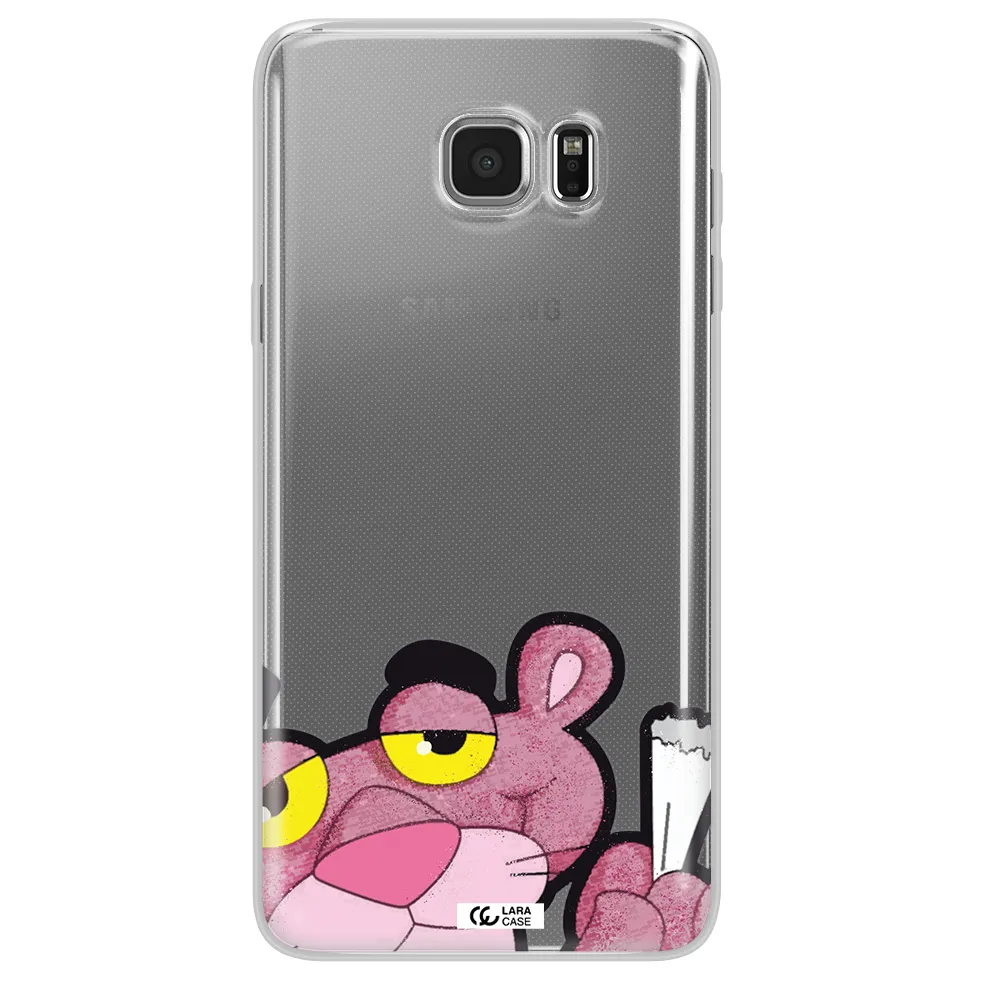 a cartoon of a pink bear Samsung Note 5 Clear TPU Case