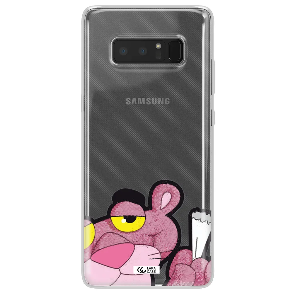 a cartoon of a pink bear Samsung Note 8 Clear TPU Case