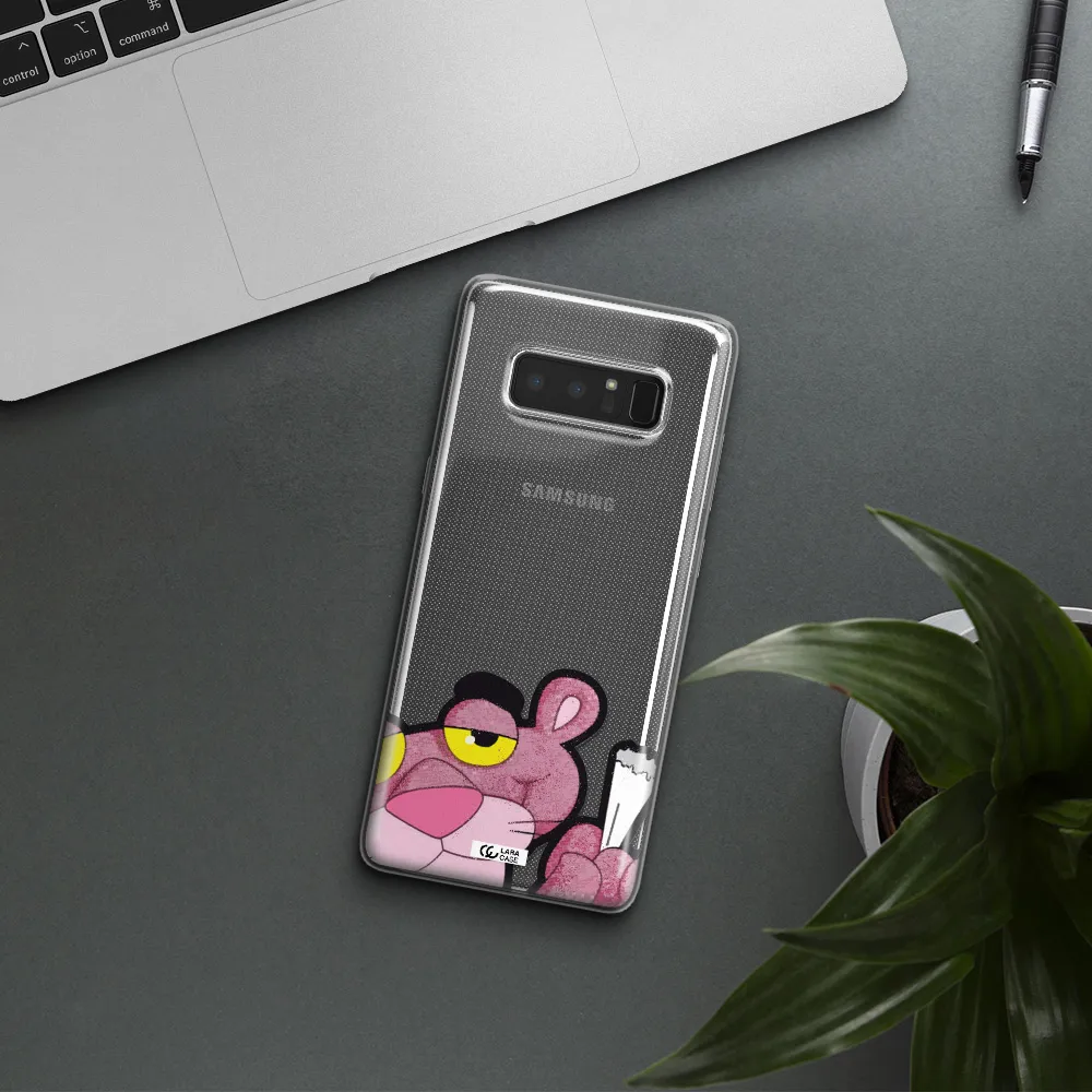 a cartoon of a pink bear Samsung Note 8 Clear TPU Case