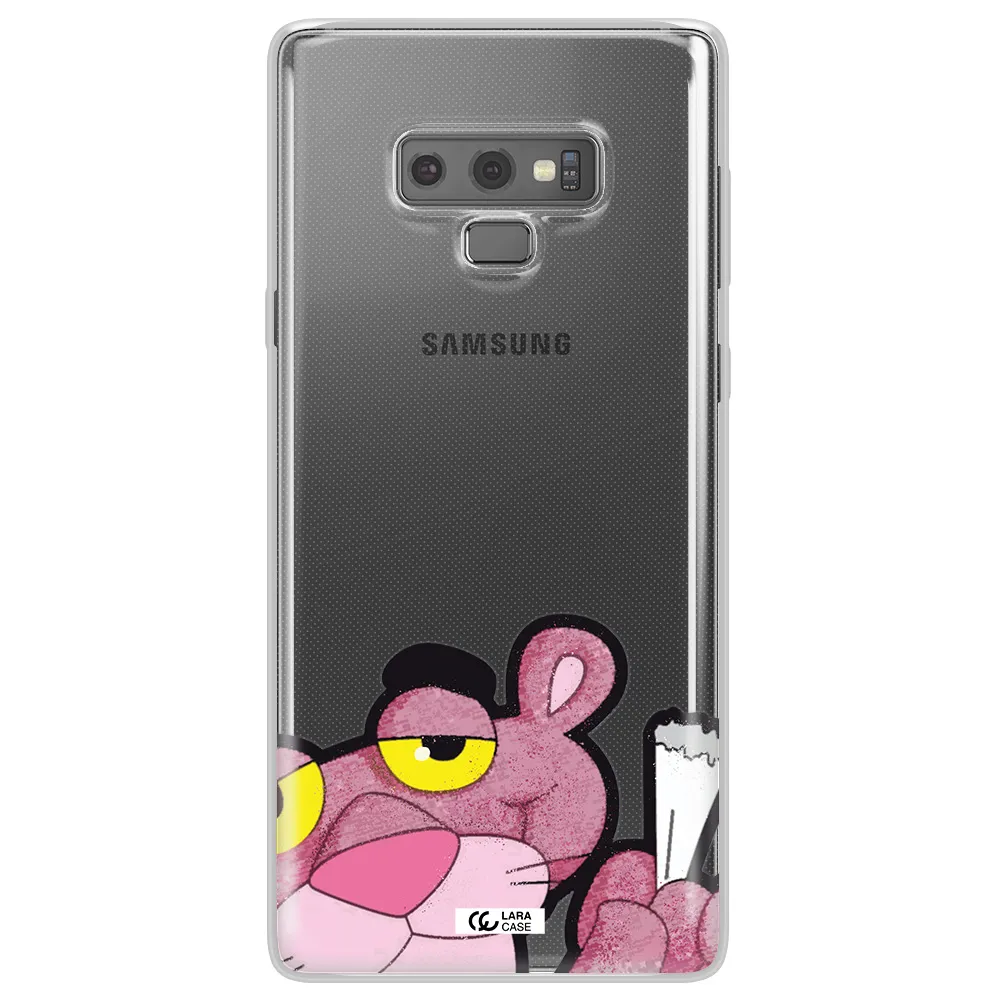 a cartoon of a pink bear Samsung Note 9 Clear TPU Case