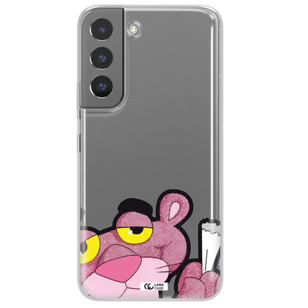 a cartoon of a pink bear Samsung S 22 Clear TPU Case