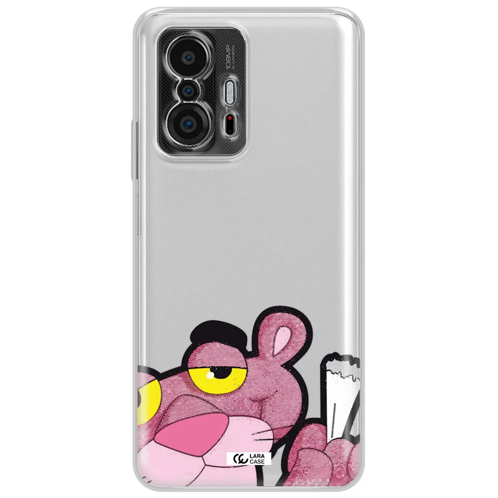 A Cartoon Of A Pink Bear Xiaomi 11T Clear Tpu Case
