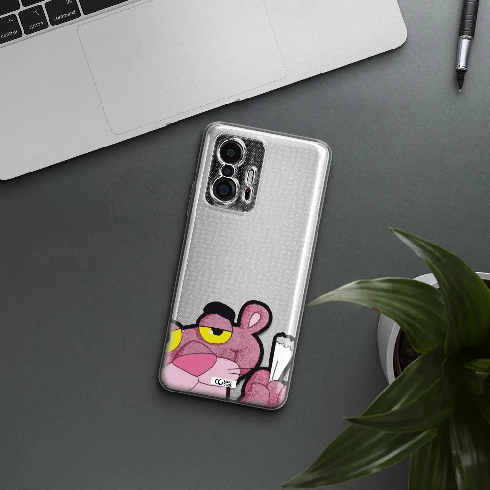 A Cartoon Of A Pink Bear Xiaomi 11T Clear Tpu Case
