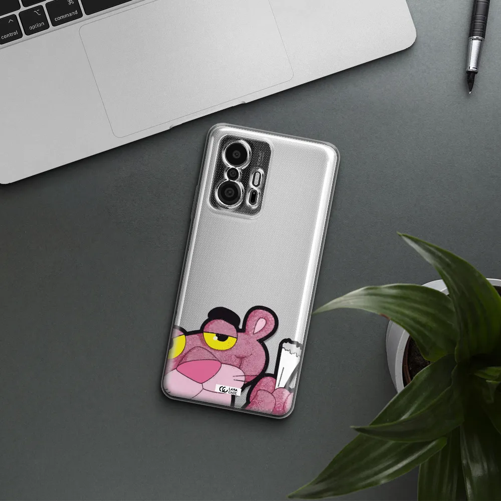 A Cartoon Of A Pink Bear Xiaomi 11T Pro Clear Tpu Case