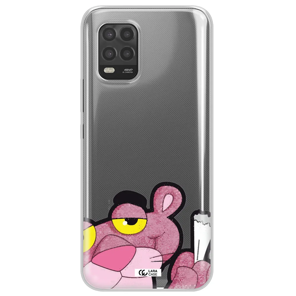 a cartoon of a pink bear Xiaomi Mi 10 Lite Clear TPU Case