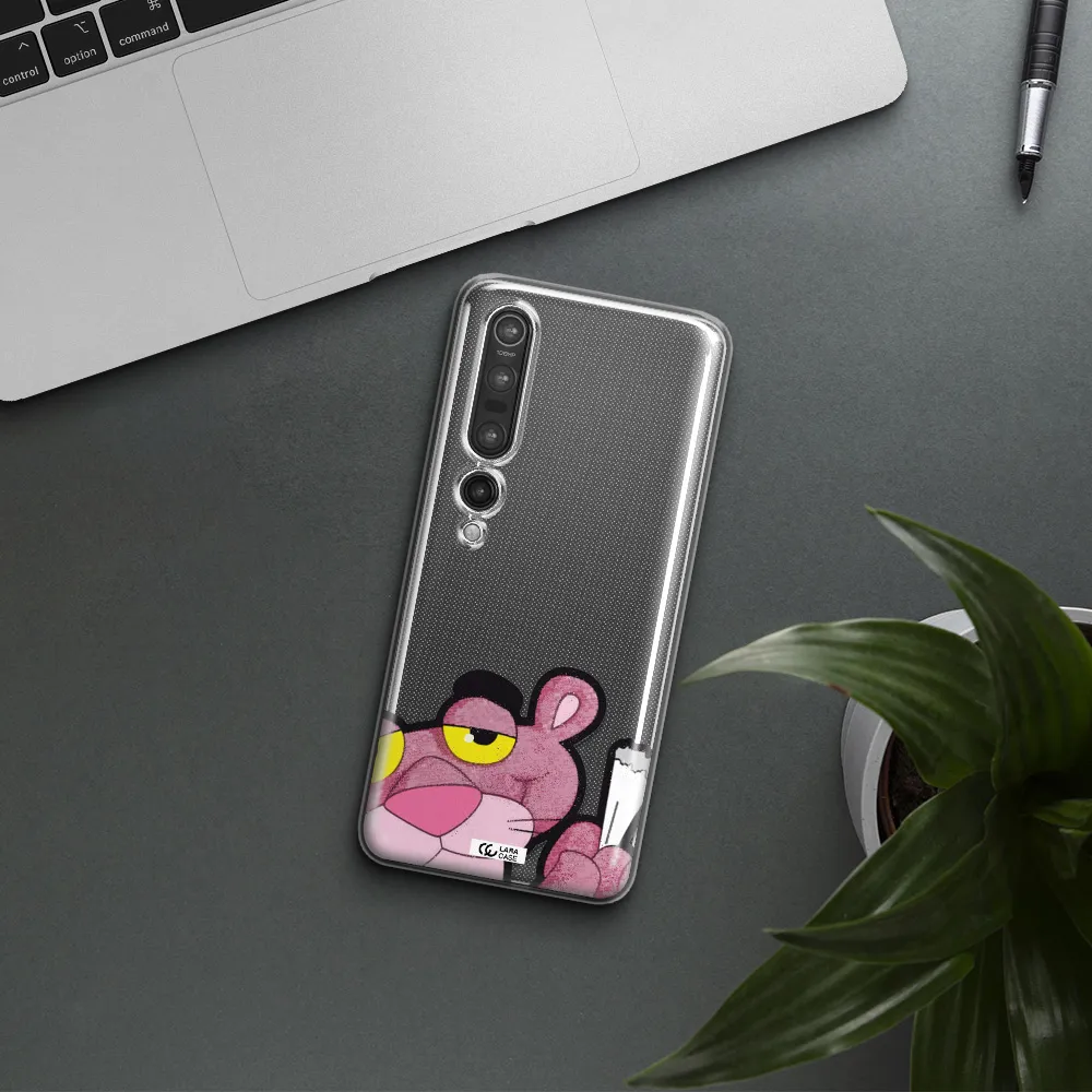 a cartoon of a pink bear Xiaomi Mi 10 Pro Clear TPU Case