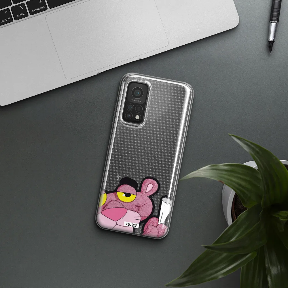 a cartoon of a pink bear Xiaomi Mi 10T Clear TPU Case