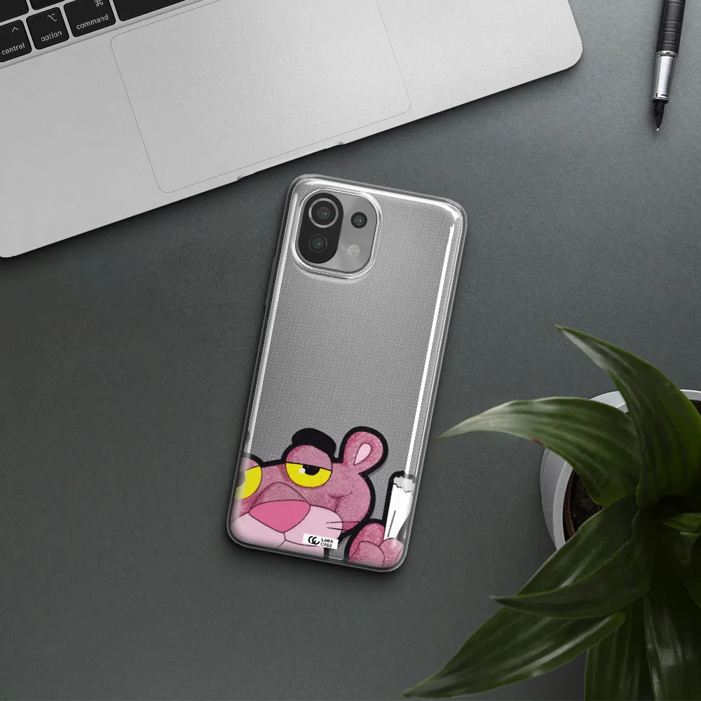 a cartoon of a pink bear Xiaomi Mi 11 Lite Clear TPU Case