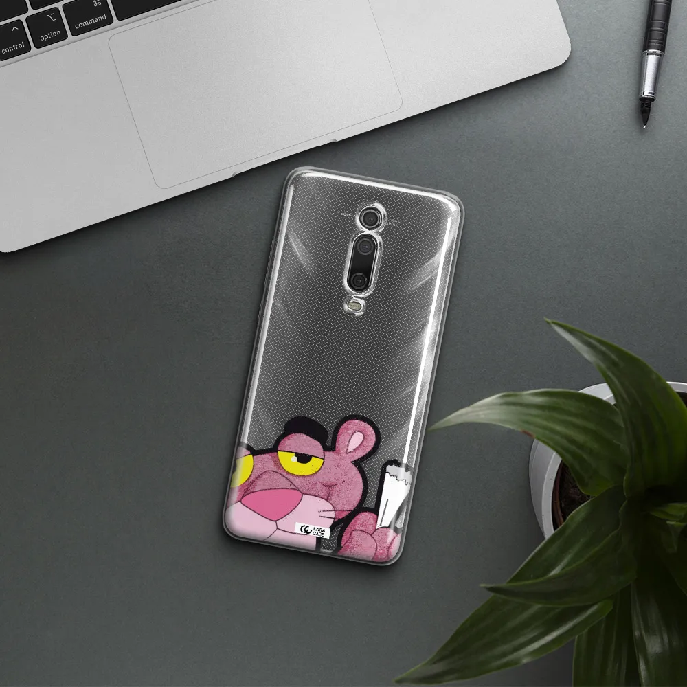 a cartoon of a pink bear Xiaomi Mi 9T Clear TPU Case