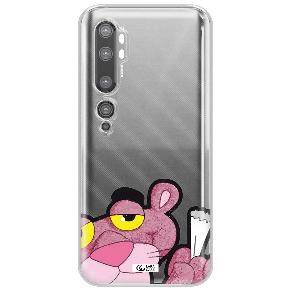 a cartoon of a pink bear Xiaomi Mi Note 10 Clear TPU Case