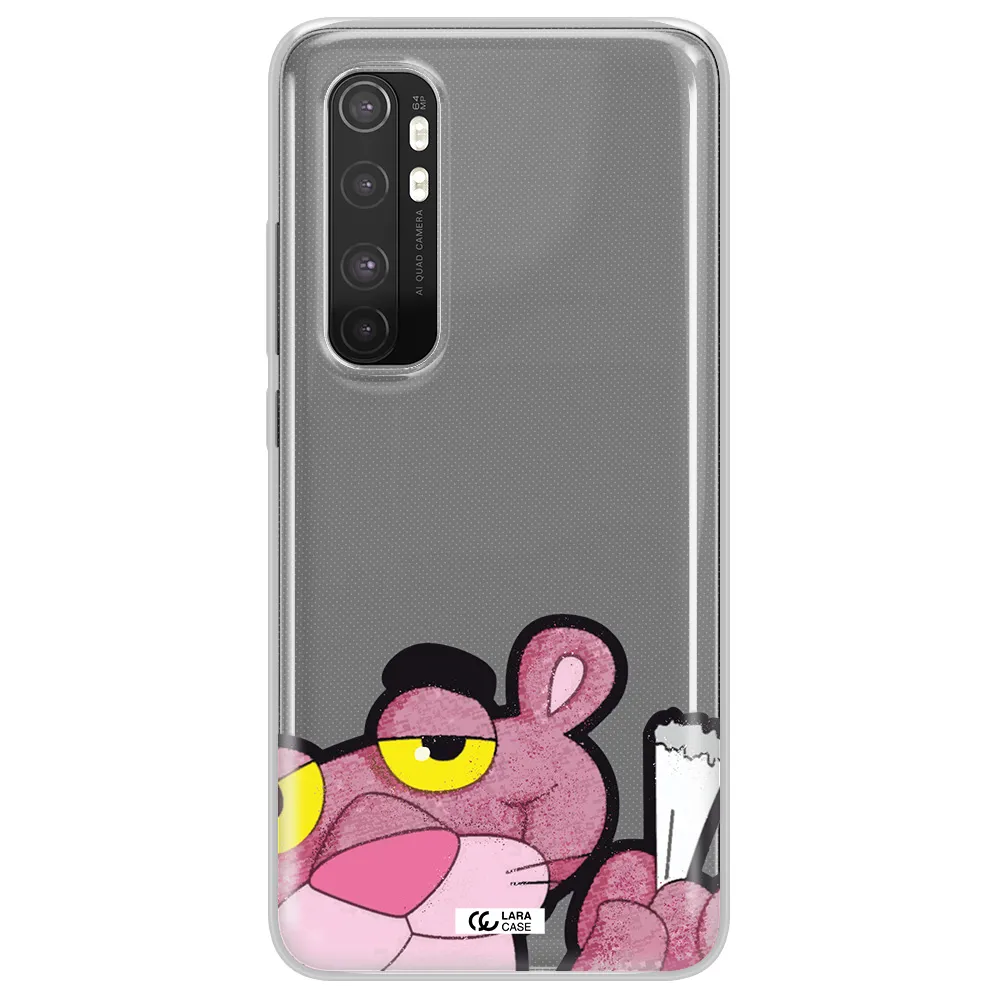 a cartoon of a pink bear Xiaomi Mi Note 10 Lite Clear TPU Case