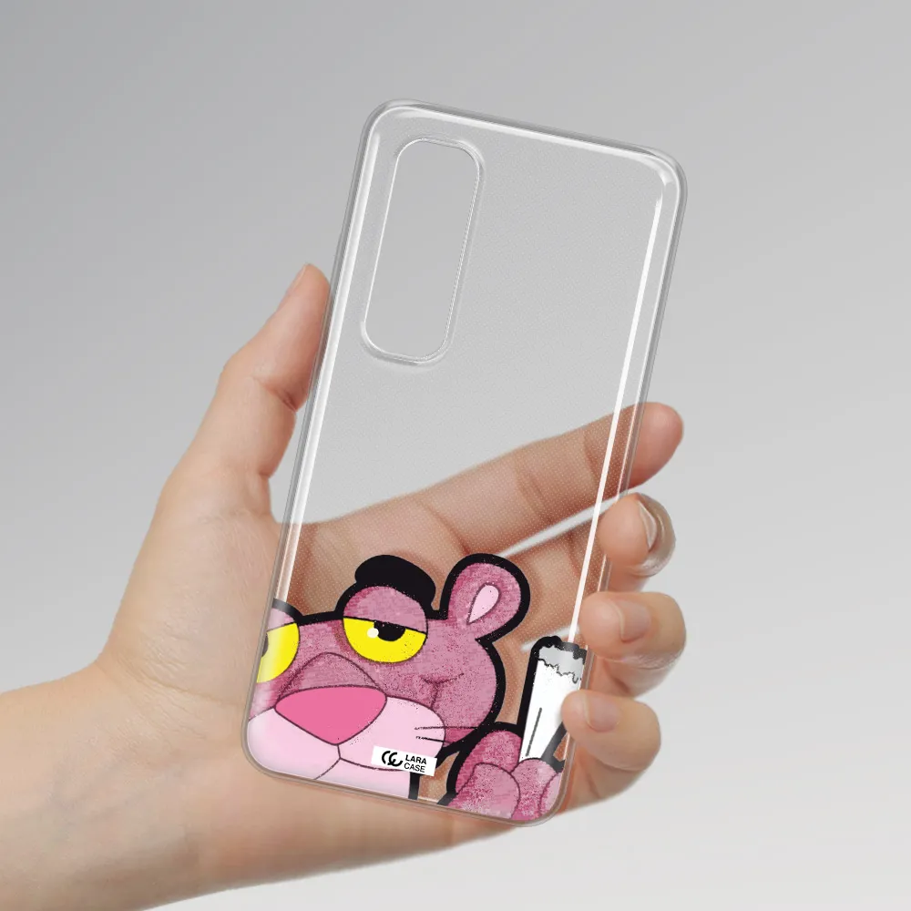 a cartoon of a pink bear Xiaomi Mi Note 10 Lite Clear TPU Case