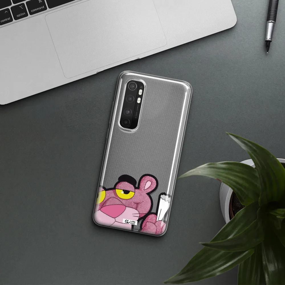 a cartoon of a pink bear Xiaomi Mi Note 10 Lite Clear TPU Case