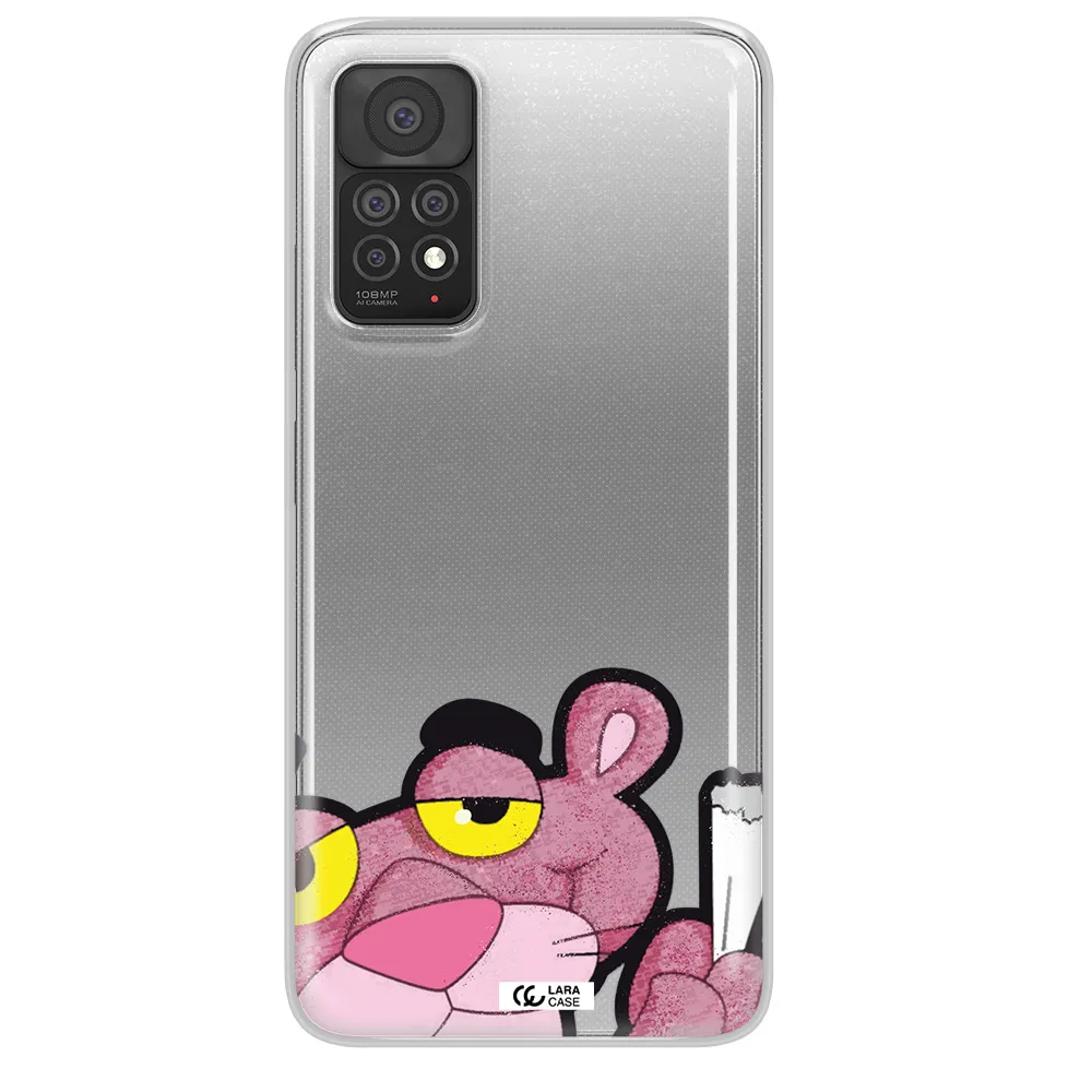 a cartoon of a pink bear Xiaomi Note 11 Pro Clear TPU Case