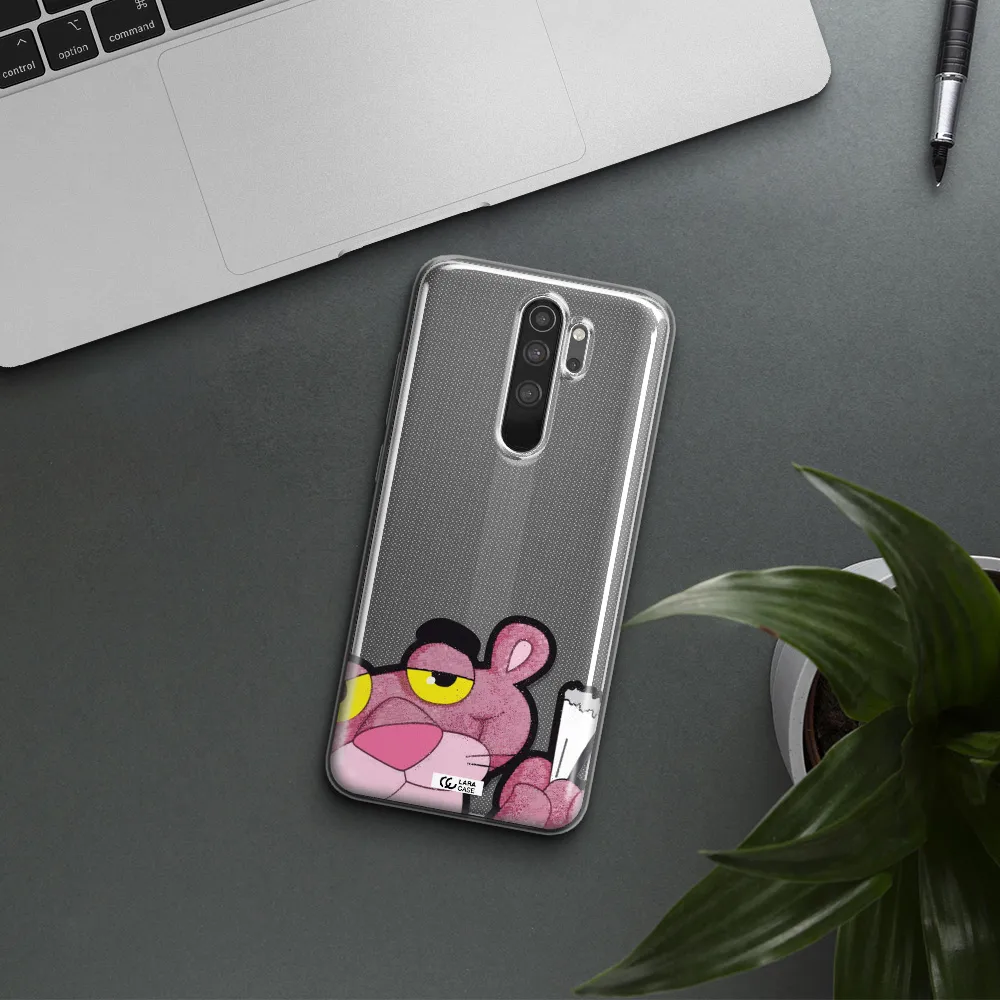 a cartoon of a pink bear Xiaomi Note 8 Pro Clear TPU Case