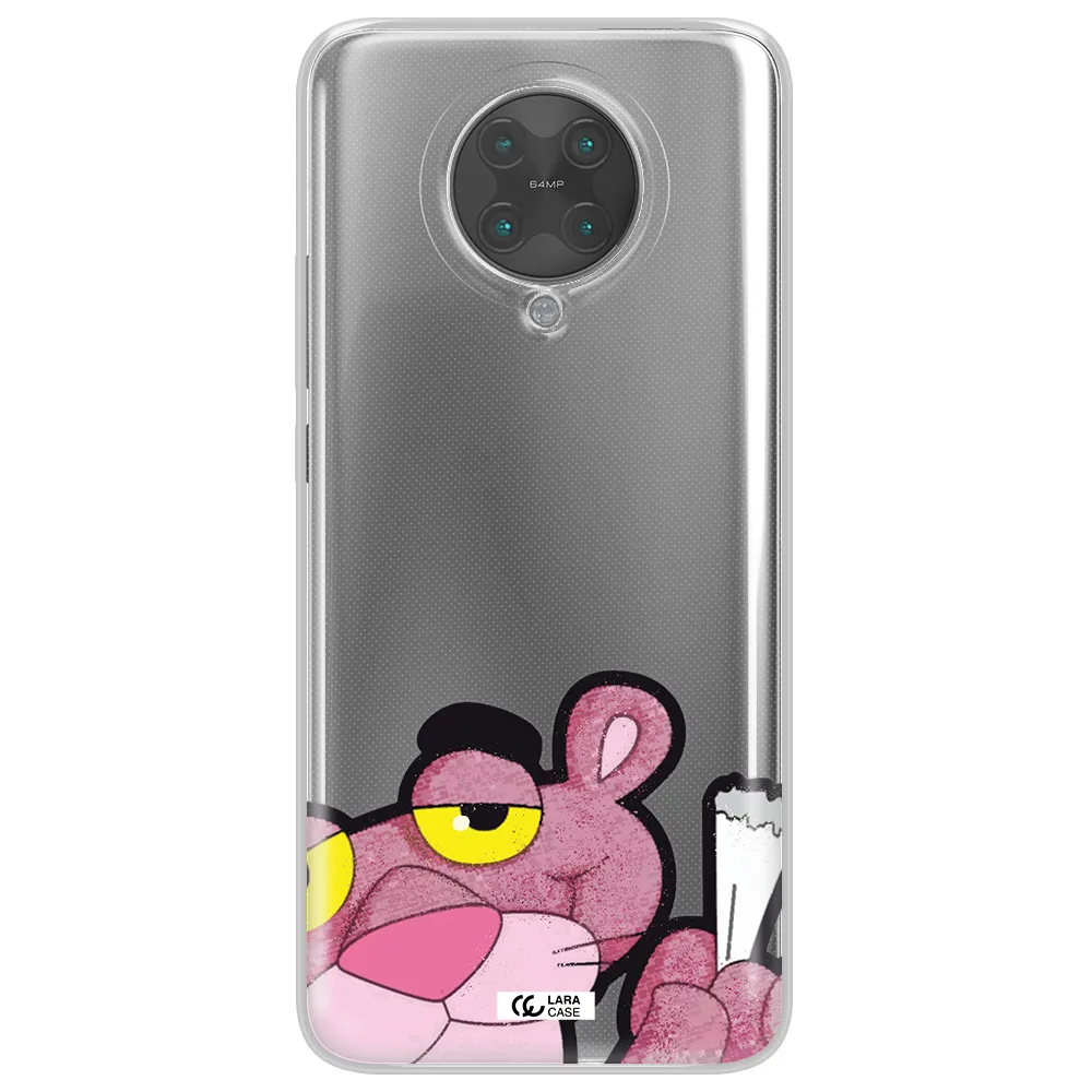 a cartoon of a pink bear Xiaomi Poco F2 Pro Clear TPU Case