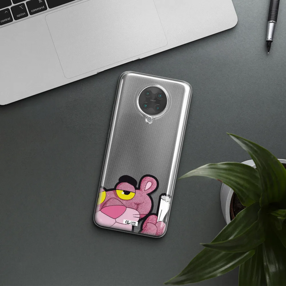 a cartoon of a pink bear Xiaomi Poco F2 Pro Clear TPU Case