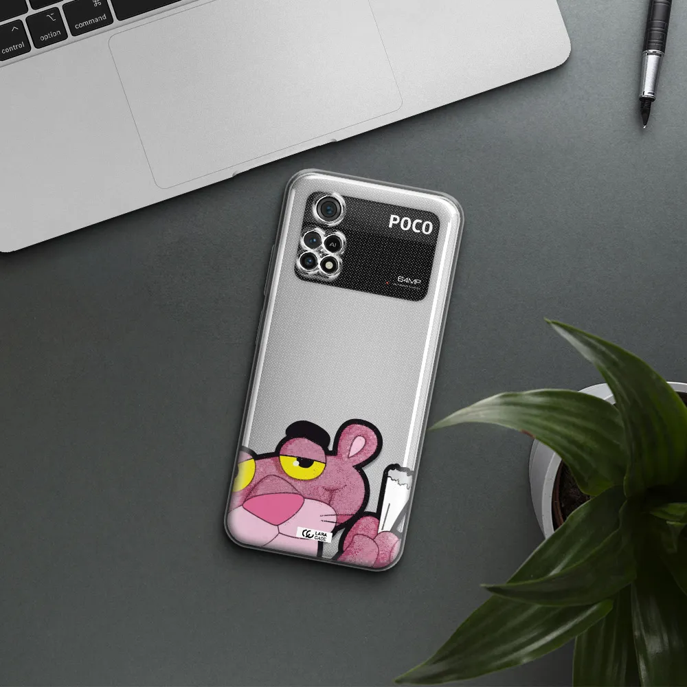 A Cartoon Of A Pink Bear Xiaomi Poco M4 Pro 4G Clear Tpu Case