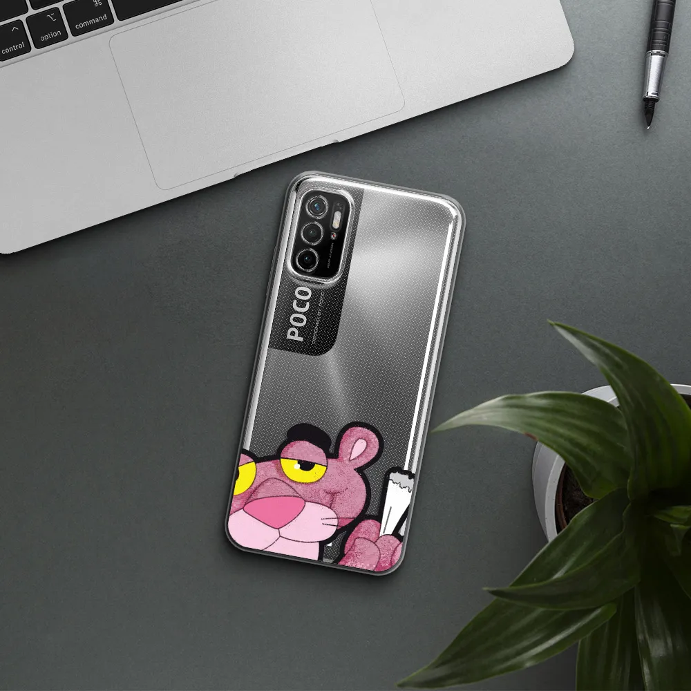 A Cartoon Of A Pink Bear Xiaomi Poco M4 Pro 5G Clear Tpu Case