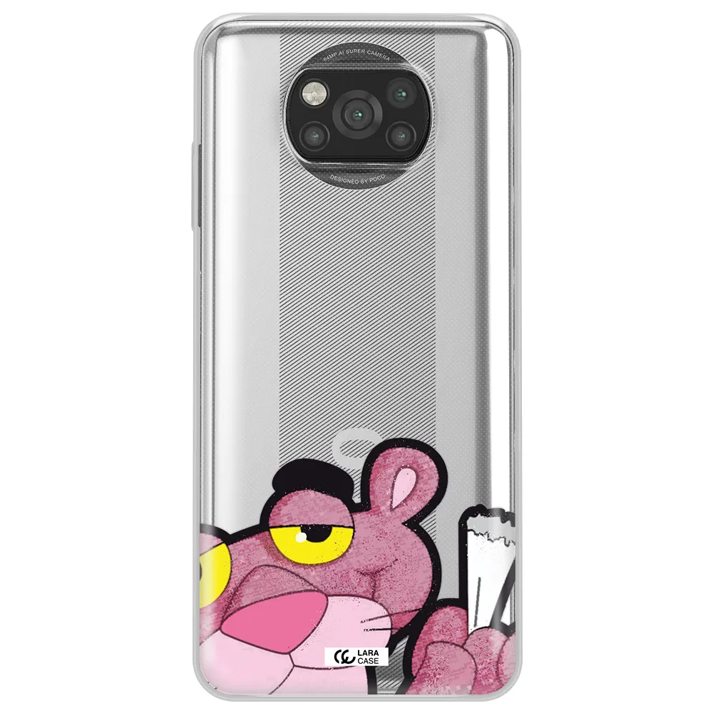 a cartoon of a pink bear Xiaomi Poco X3 Clear TPU Case