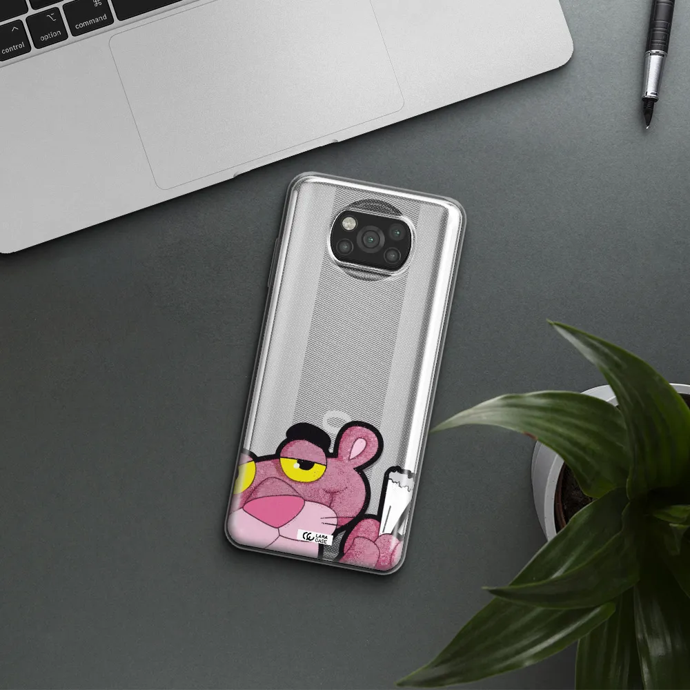 a cartoon of a pink bear Xiaomi Poco X3 Clear TPU Case
