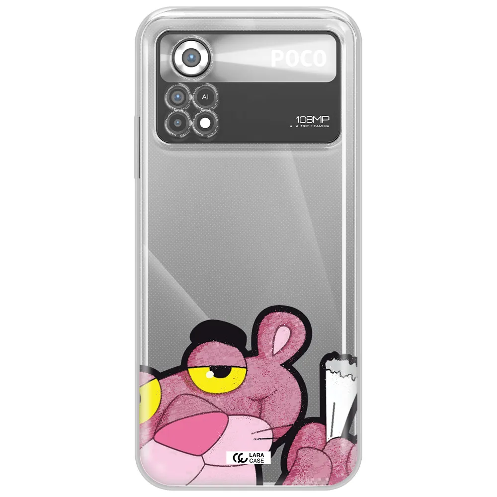 a cartoon of a pink bear Xiaomi Poco X4 Pro Clear TPU Case