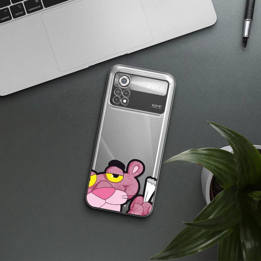 a cartoon of a pink bear Xiaomi Poco X4 Pro Clear TPU Case