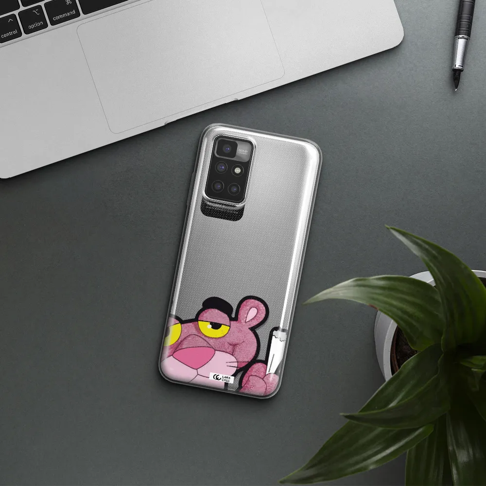 a cartoon of a pink bear Xiaomi Redmi 10 Clear TPU Case
