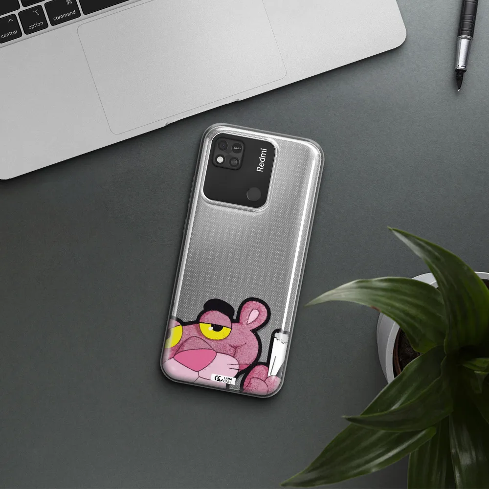 a cartoon of a pink bear Xiaomi Redmi 10A Clear TPU Case