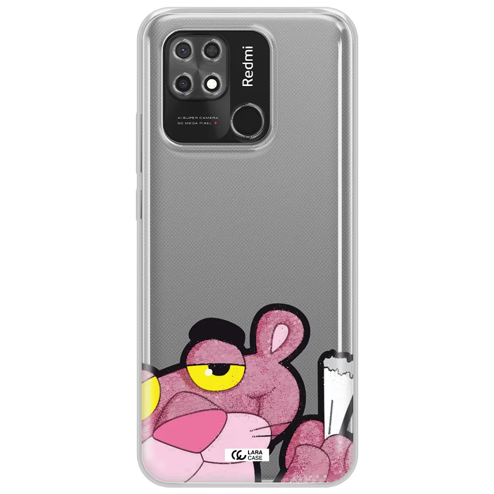 a cartoon of a pink bear Xiaomi Redmi 10C Clear TPU Case