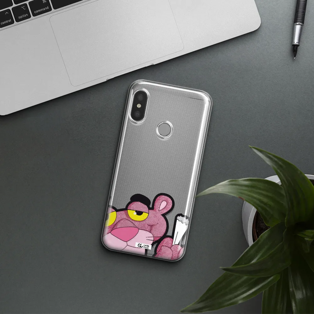 a cartoon of a pink bear Xiaomi Redmi 6 Pro Clear TPU Case