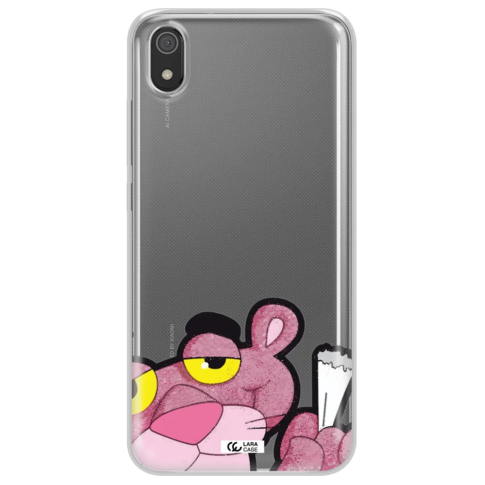 a cartoon of a pink bear Xiaomi Redmi 7A Clear TPU Case