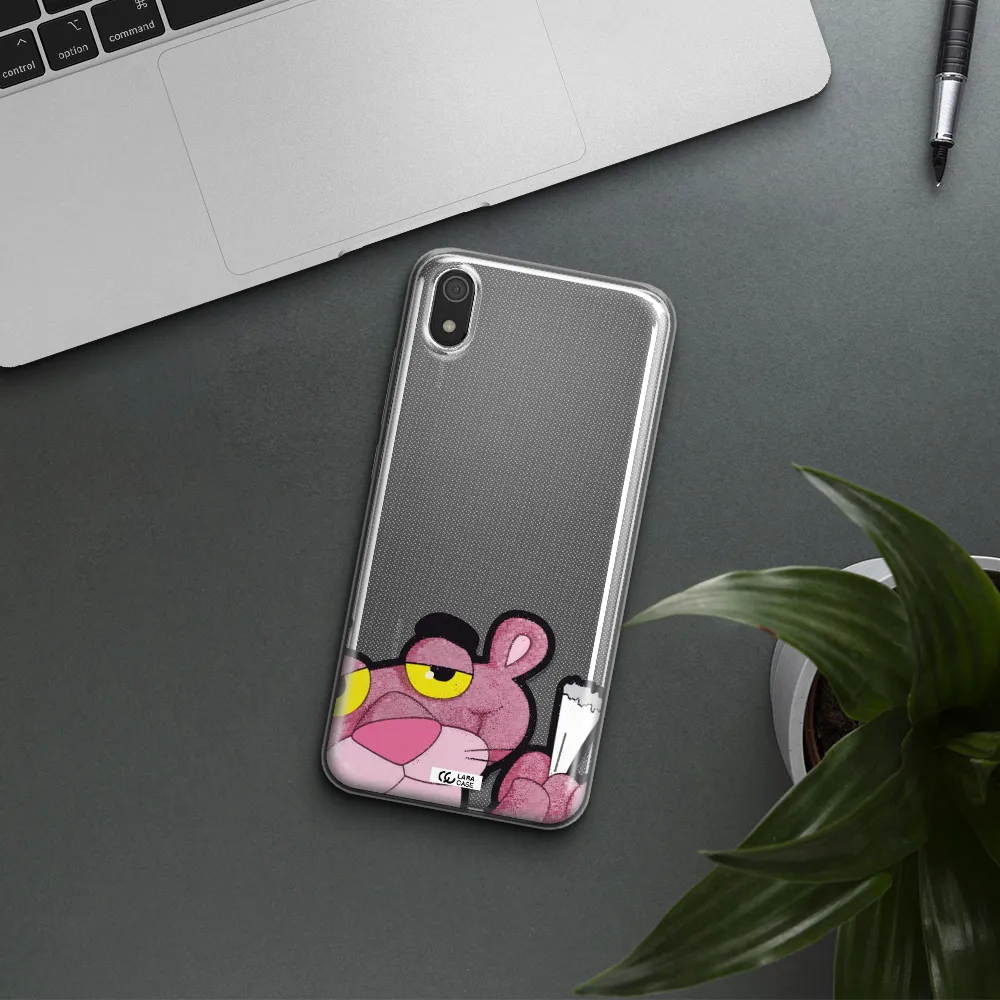 a cartoon of a pink bear Xiaomi Redmi 7A Clear TPU Case