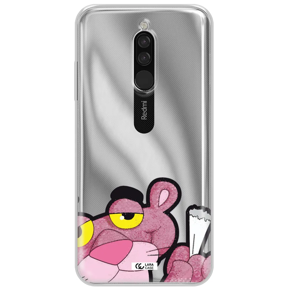 A Cartoon Of A Pink Bear Xiaomi Redmi 8 Clear Tpu Case