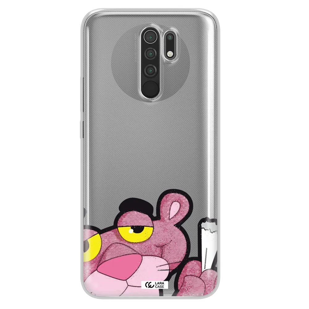 a cartoon of a pink bear Xiaomi Redmi 9 Clear TPU Case