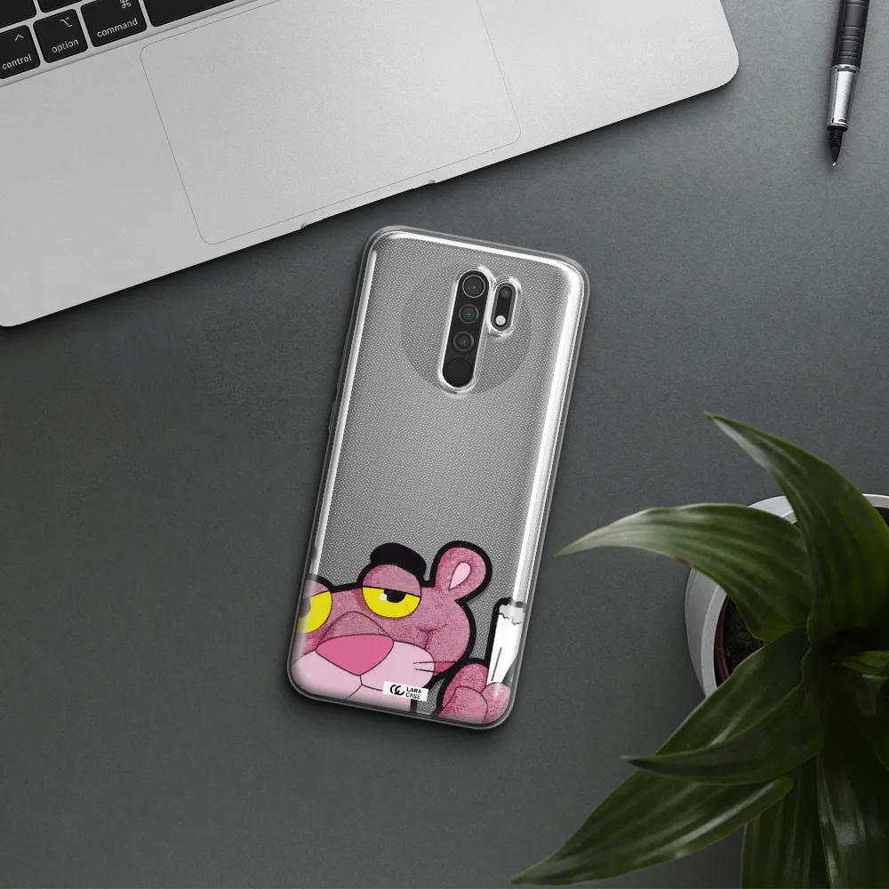 a cartoon of a pink bear Xiaomi Redmi 9 Clear TPU Case
